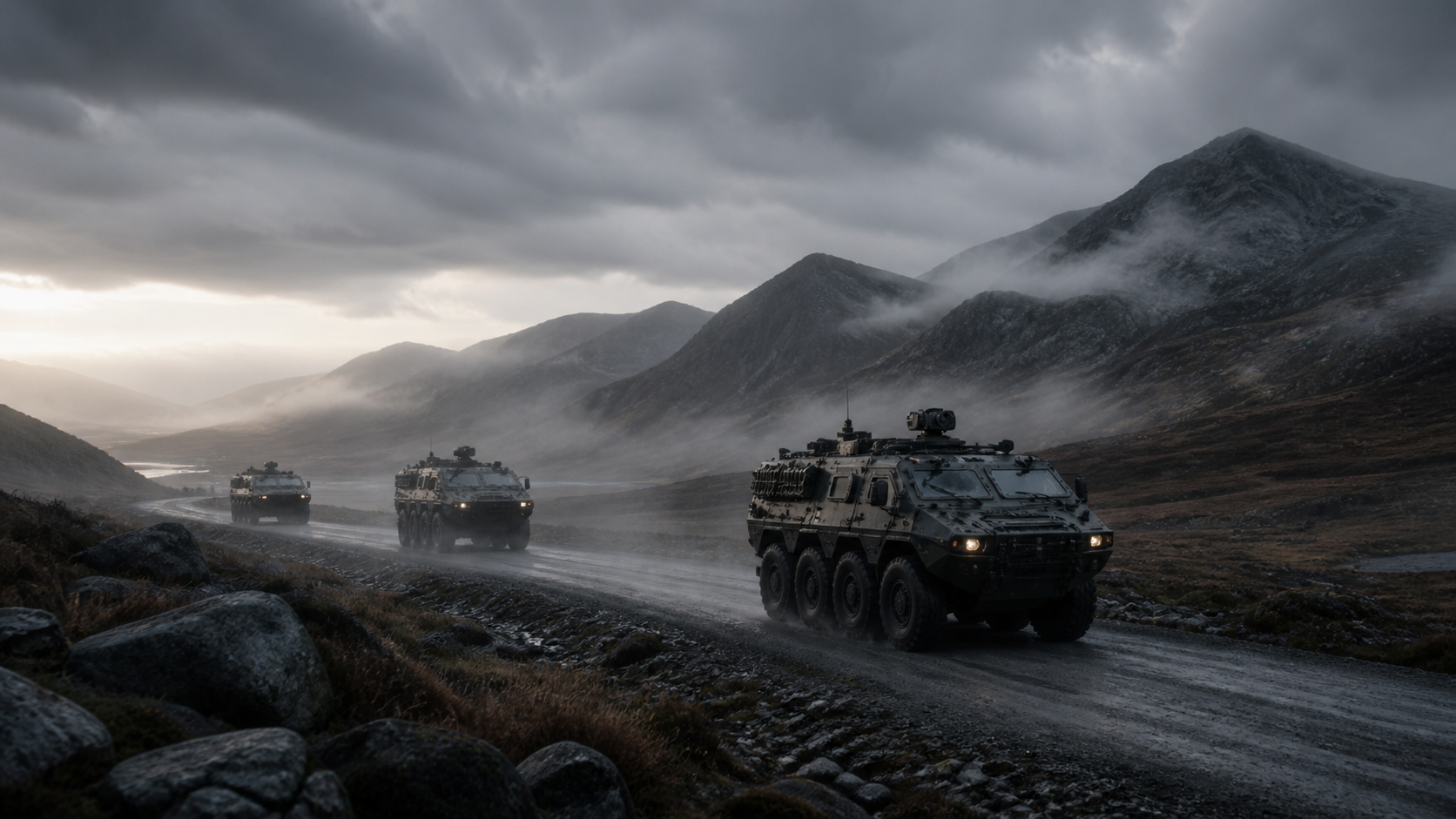 Armoured vehicles operating in mountainous terrain